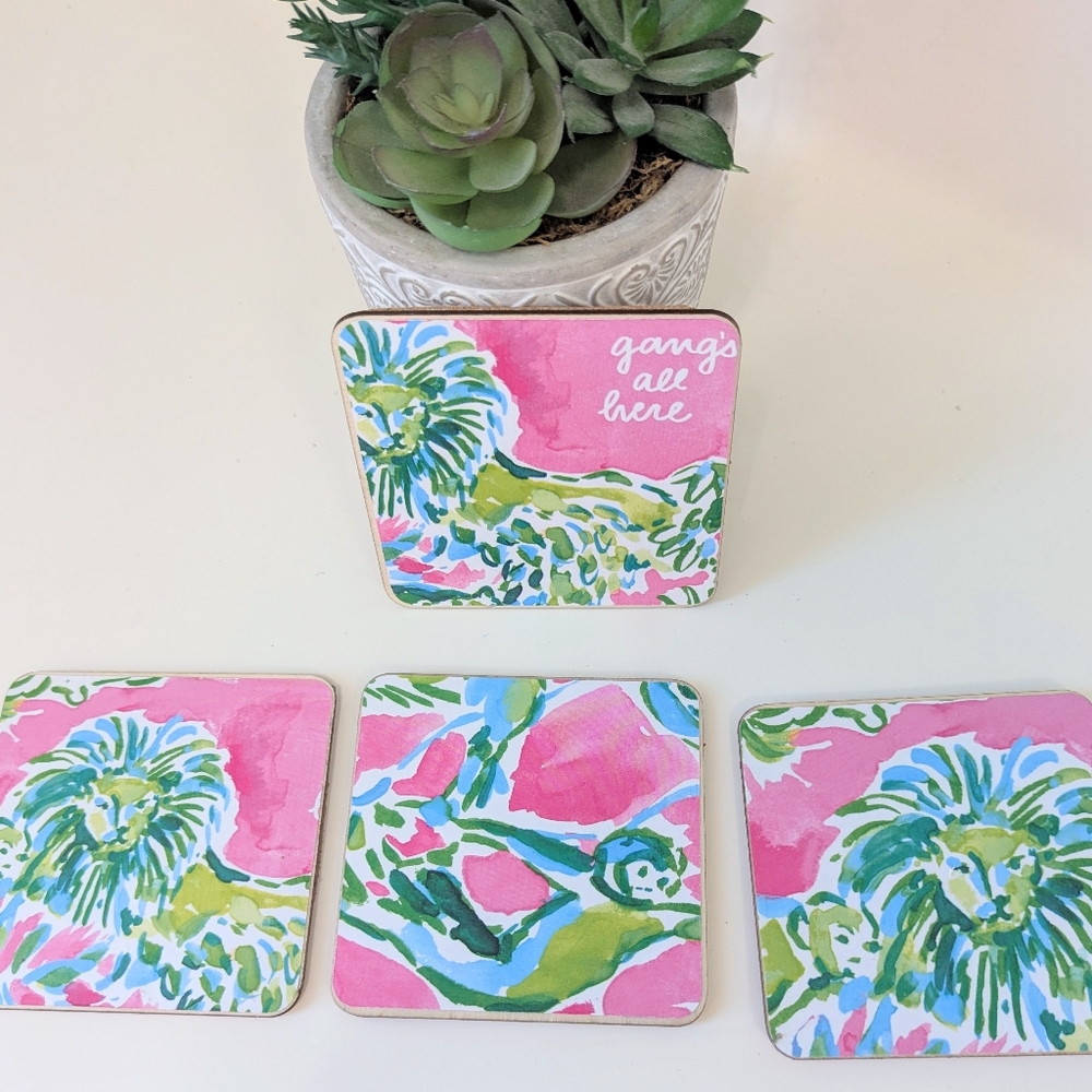 Set Of 4 Lilly Pulitzer Coasters Handmade
